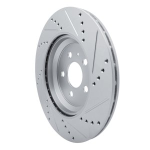 Tesla Model 3 Brake Rotor (1) - Rear Left - R1 Concepts - Drilled & Slotted - Silver - `17-`25